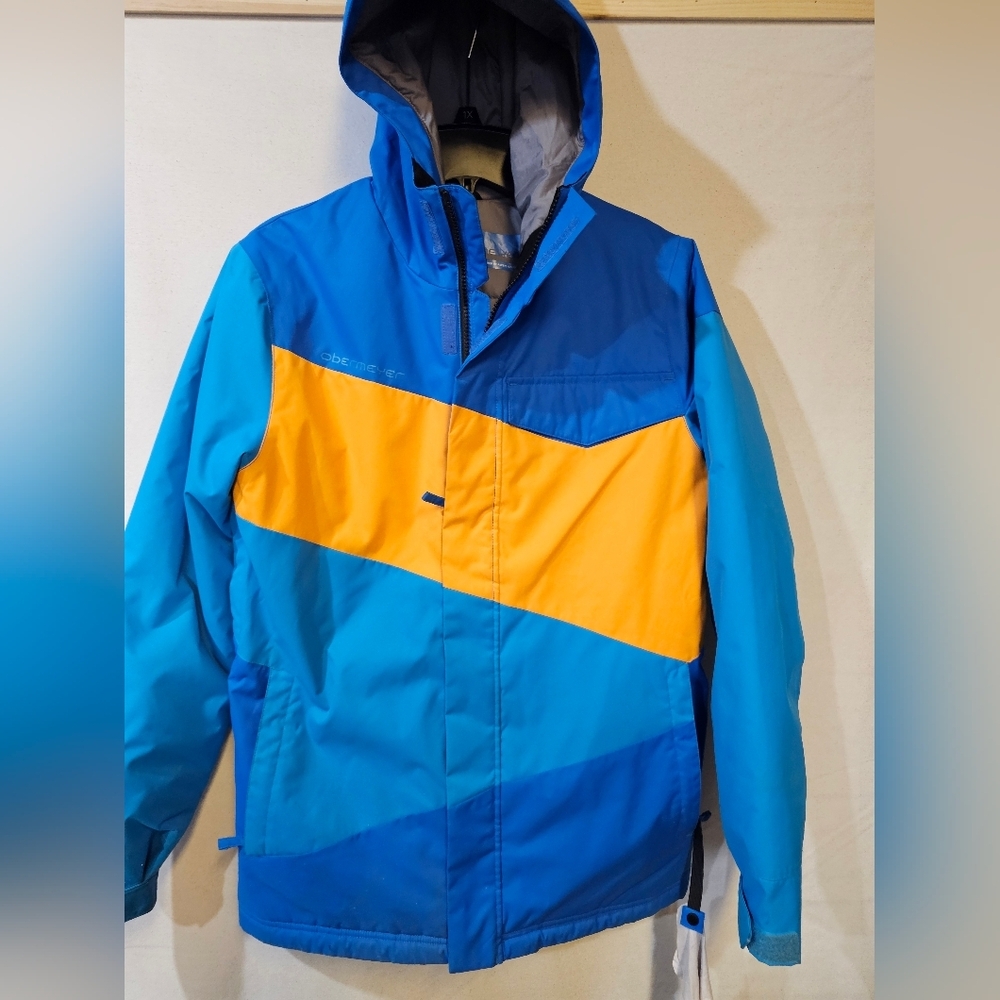 Obermeyer Kids Colorblock Puffer Jacket in Blue & Yellow